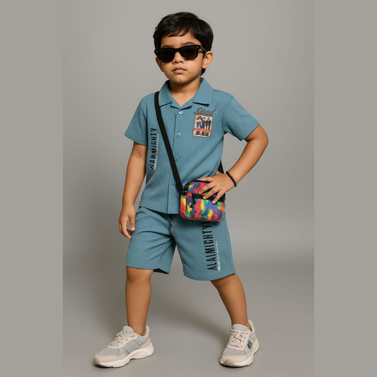 Ocean Hustle-Teal Co-ords set (3-7 Years)