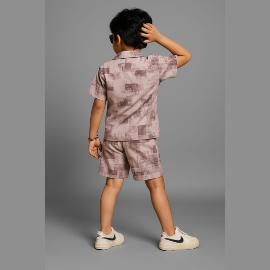 Graffiti Vibe-Beige Abstract Uniusex Co-ords set (3-12 Years)