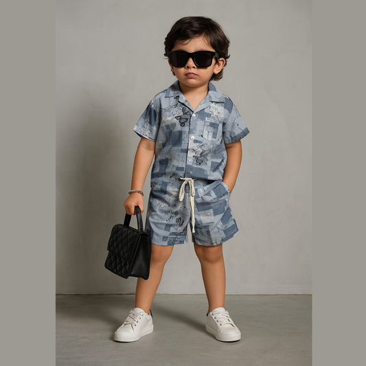 Blue Patches Co-ords Set-Unisex (3-12 Years)
