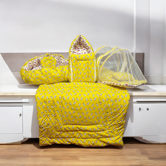 Newborn Yellow Bedding Combo (8 in 1) - Organic Cotton
