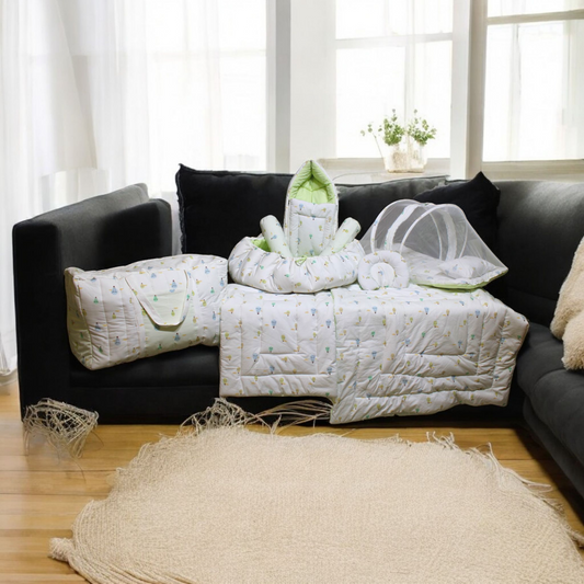 New Born Bedding Combo (10 in 1) - 100% Organic Cotton (White)