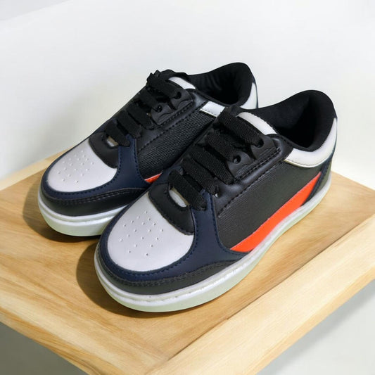 Black White With Red Stripe Light Weight Sneaker (4-7 Years)