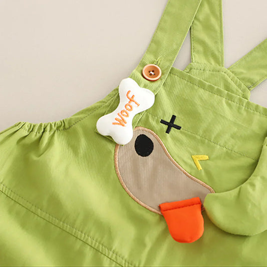 Boys/Girls Stripped Organic Cotton T-Shirt With Green Dungaree Set