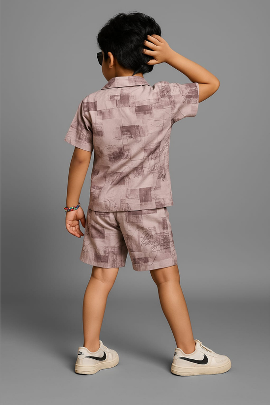 Graffiti Vibe-Beige Abstract Uniusex Co-ords set (3-12 Years)