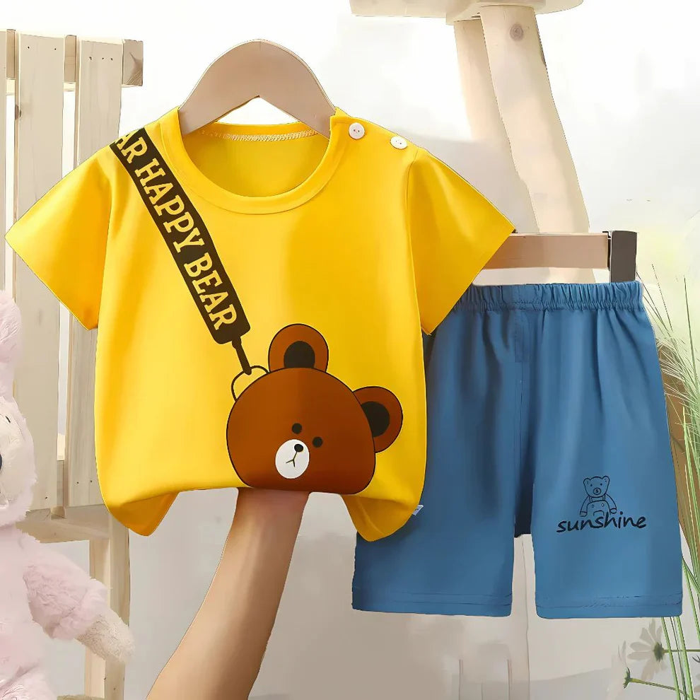 Organic Cotton Yellow Bear With Blue Short