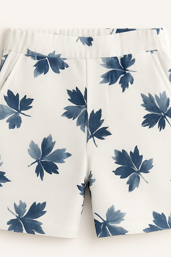 White Blue Leaf Co-ords Set-Unisex (3-12 Years)