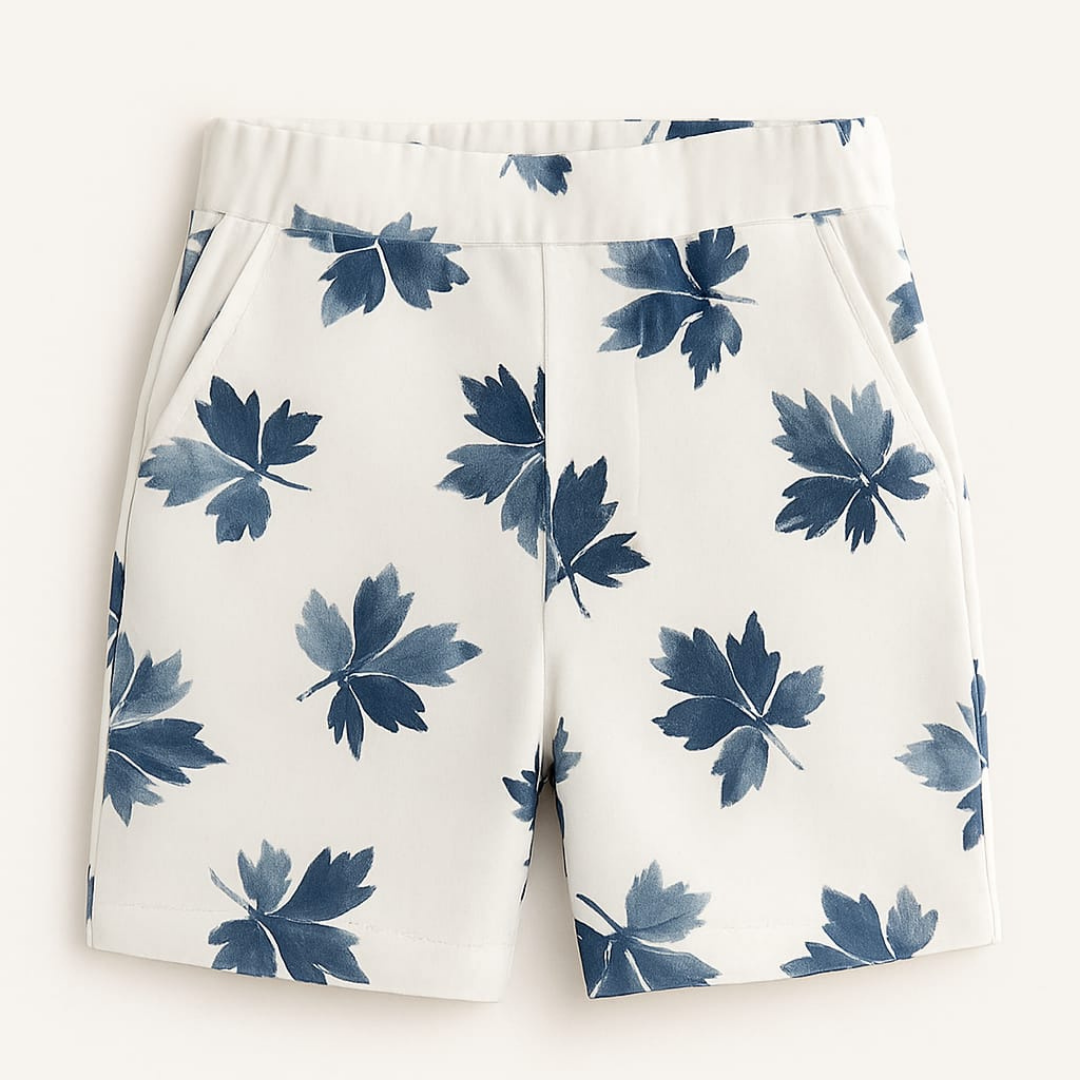 White Blue Leaf Co-ords Set-Unisex (3-12 Years)