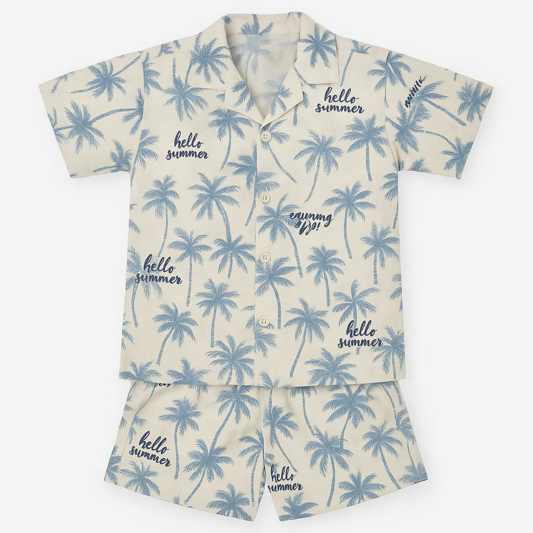 White Hello Summer Co-ords Set-Unisex (3-12 Years)
