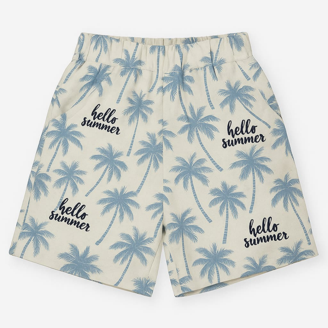 White Hello Summer Co-ords Set-Unisex (3-12 Years)