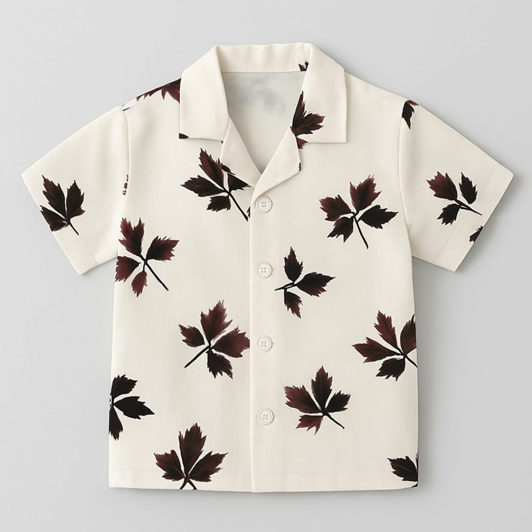 White Brown Leaf Co-ords Set-Unisex (3-12 Years)