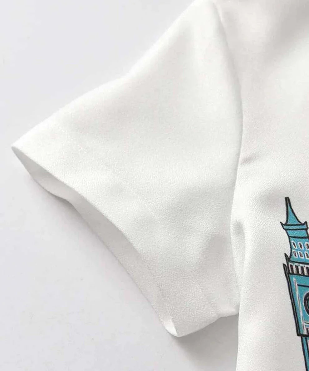 Organic Cotton White Print Shirt