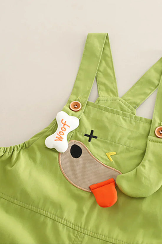 Boys/Girls Stripped Organic Cotton T-Shirt With Green Dungaree Set