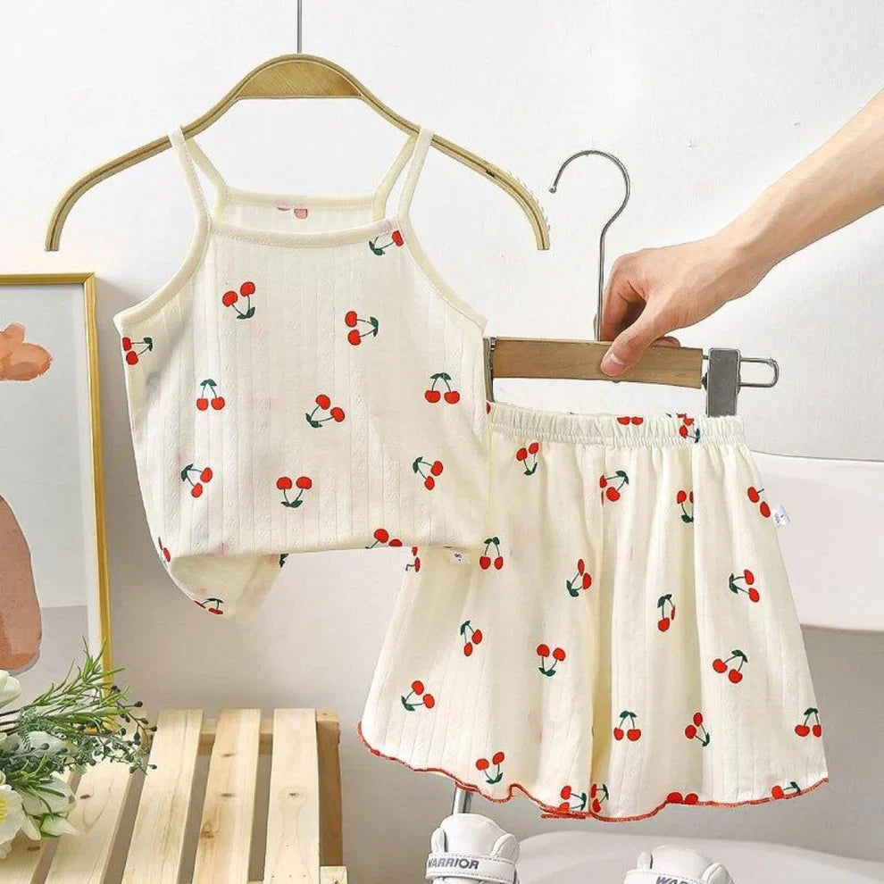 Organic Cotton Light Peach Strawberry Co-ord Set
