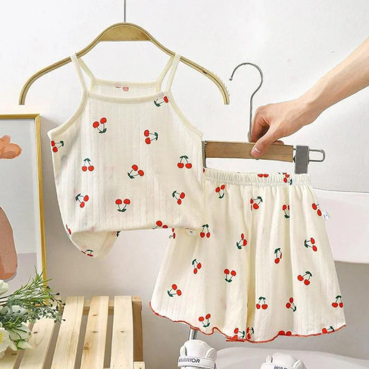 Organic Cotton Light Peach Strawberry Co-ord Set