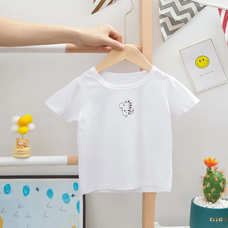 Organic Cotton Dino White T-Shirt With Dungaree