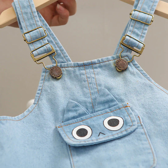 Organic Cotton Dino White T-Shirt With Dungaree