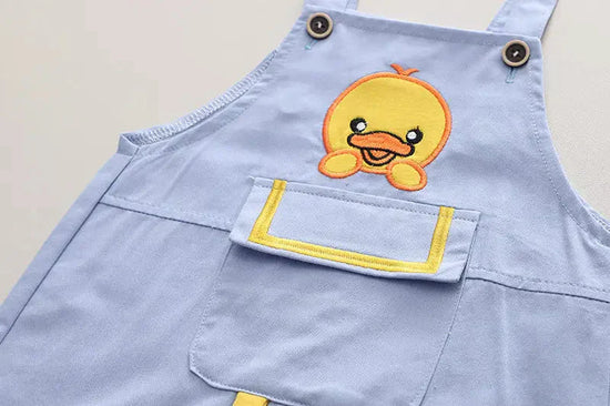 Organic Cotton White T-Shirt With Blue Duck Dungaree