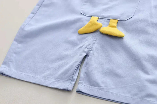 Organic Cotton White T-Shirt With Blue Duck Dungaree