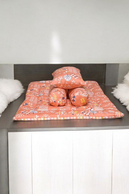 New Born Bedding Combo (10 in 1) - 100% Organic Cotton (Orange)
