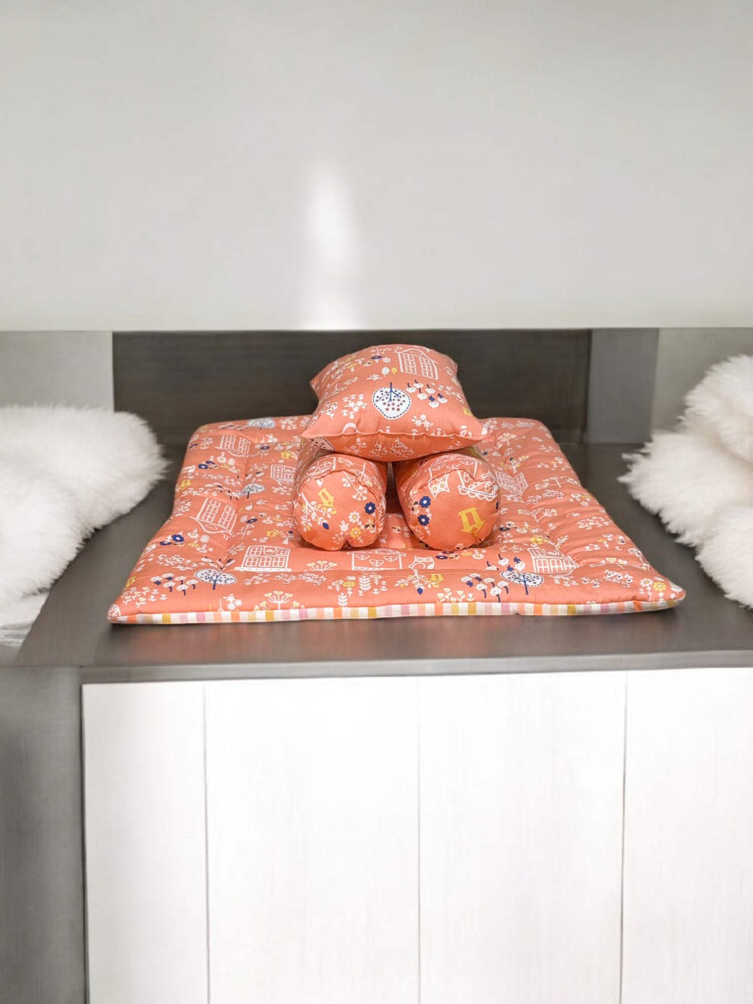 New Born Bedding Combo (10 in 1) - 100% Organic Cotton (Orange)