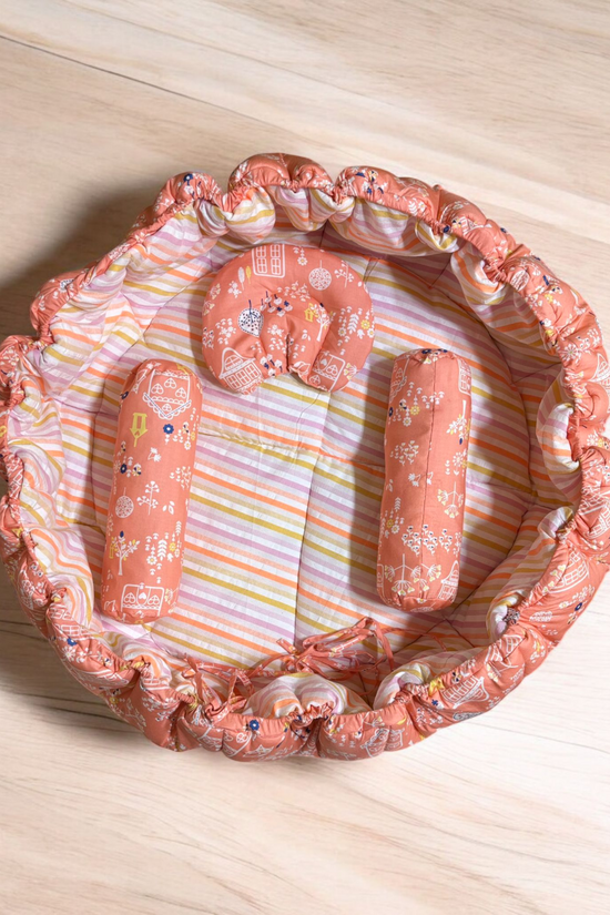 New Born Bedding Combo (10 in 1) - 100% Organic Cotton (Orange)