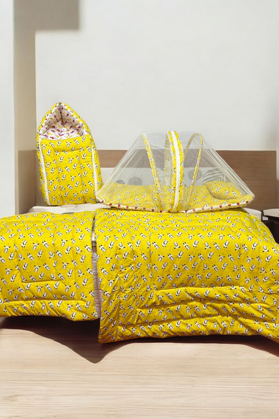 Newborn Yellow Bedding Combo (8 in 1) - 100% Organic Cotton