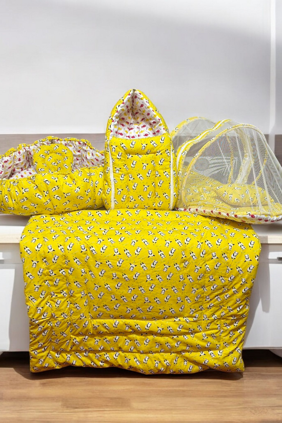 Newborn Yellow Bedding Combo (8 in 1) - Organic Cotton