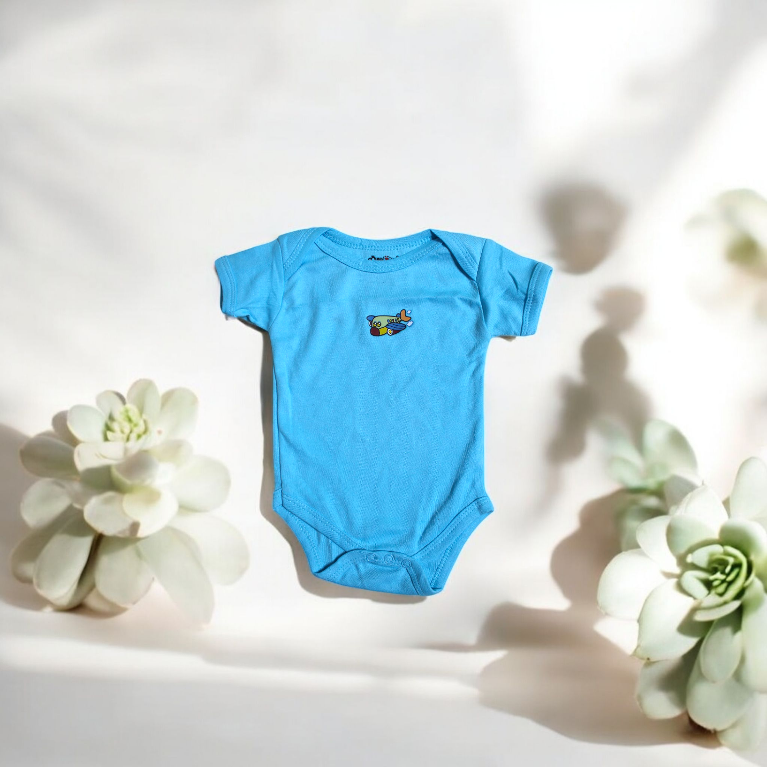 Organic Cotton Onesies & Muslin Swaddles With Sky Colour Sleeping Bag
