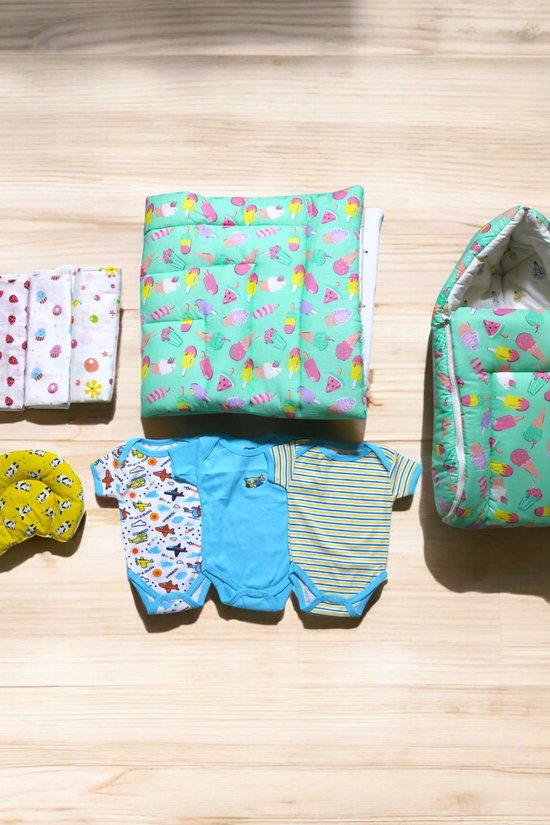 Organic Cotton & Muslin Newborn Combo (9 items)