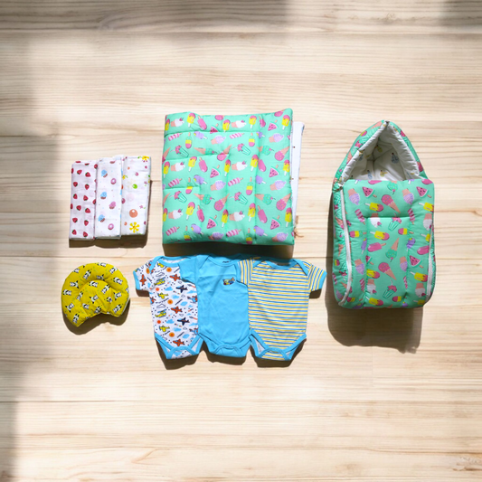Organic Cotton & Muslin Newborn Combo (9 items)