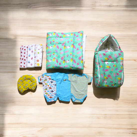 Organic Cotton & Muslin Newborn Combo (9 items)