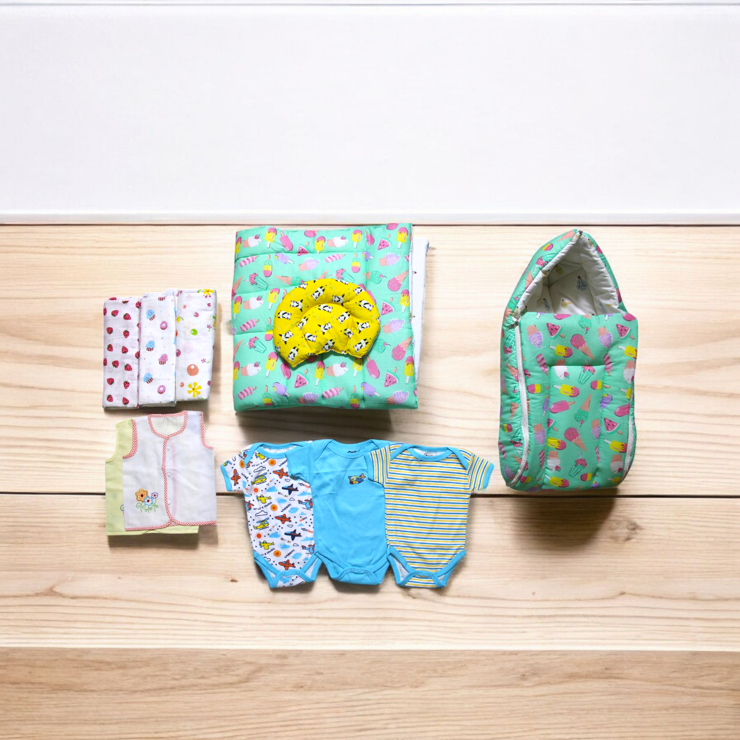 Organic Cotton Newborn Sky Blue Combo (11 Essentials)