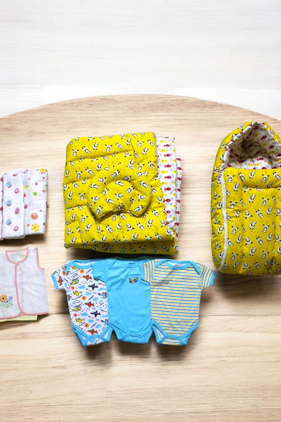 Organic Cotton Yellow Newborn Combo (11 Items)