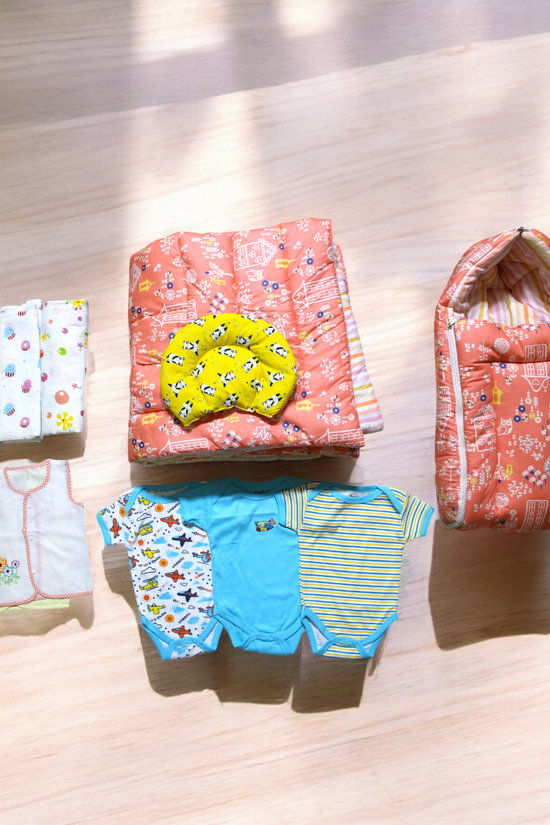 Organic Cotton Orange Newborn Combo (11 Items)