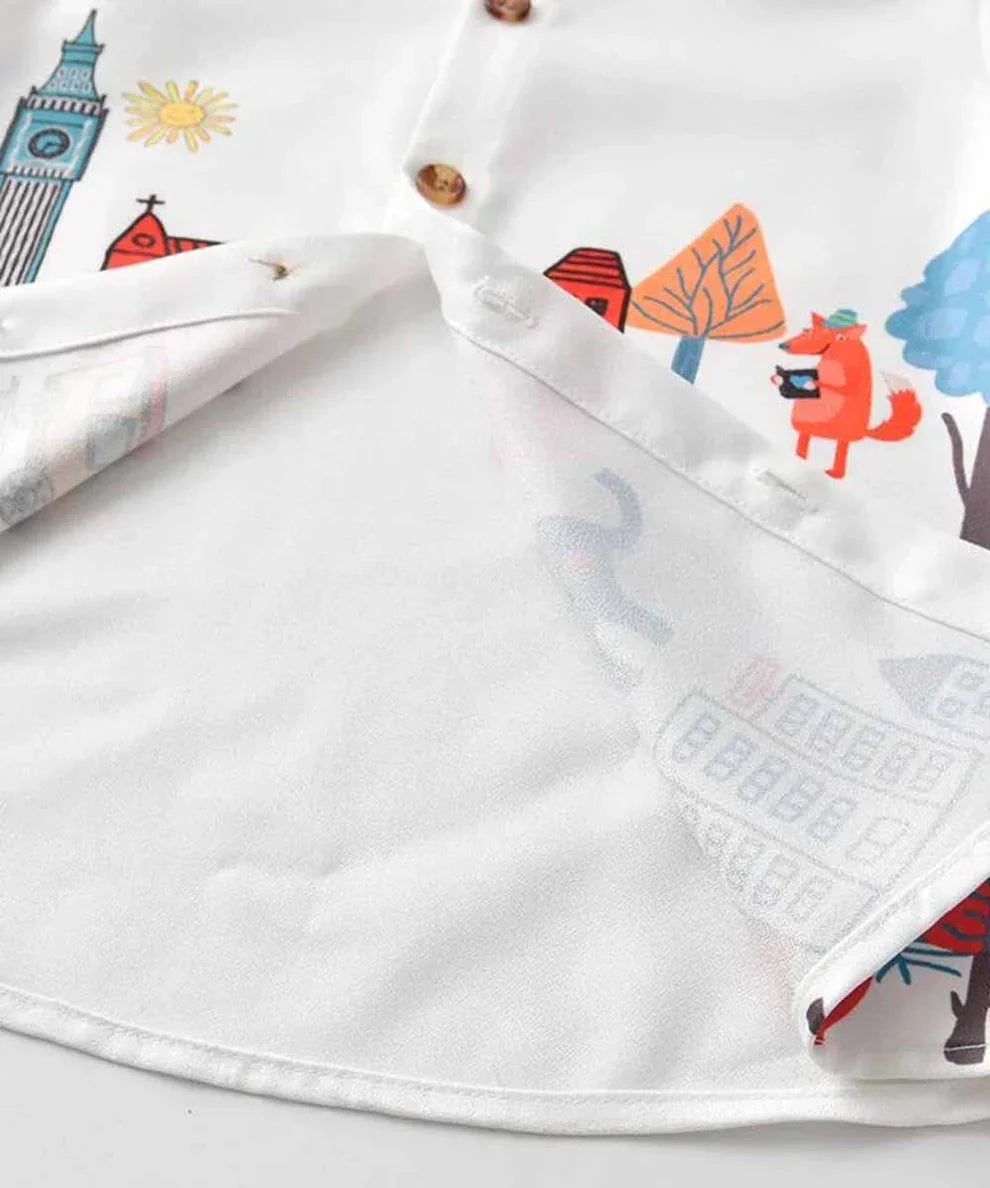 Organic Cotton White Print Shirt