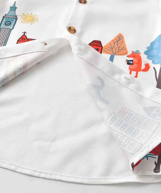 Organic Cotton White Print Shirt