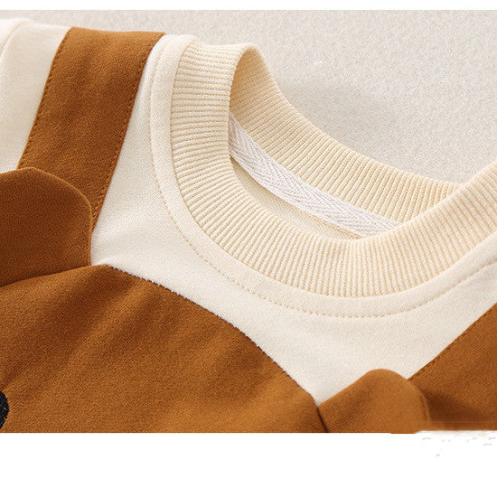 Organic Cotton White T-Shirt With White & Brown Dungaree
