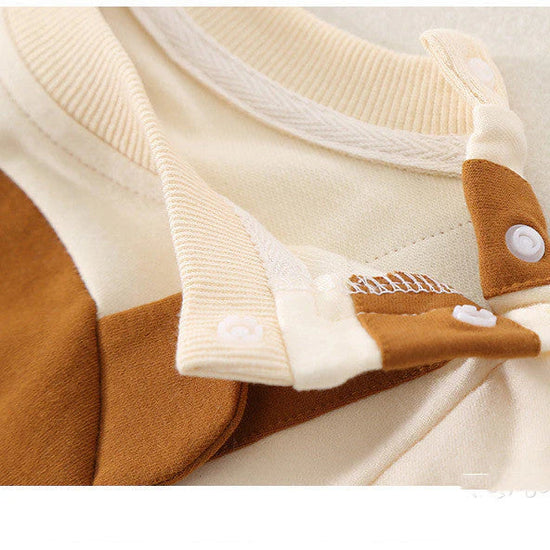 Organic Cotton White T-Shirt With White & Brown Dungaree