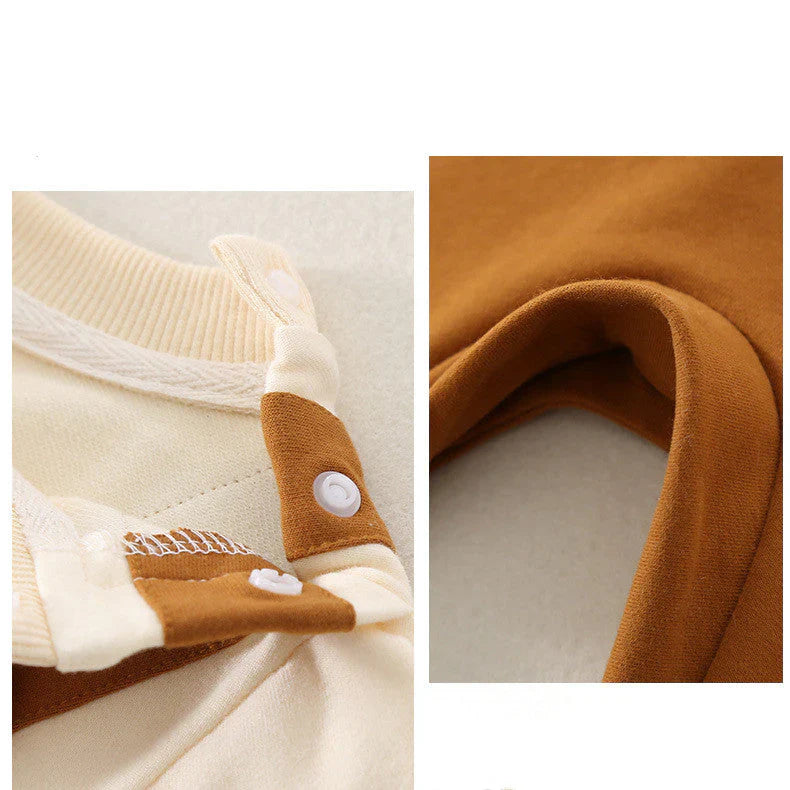 Organic Cotton White T-Shirt With White & Brown Dungaree