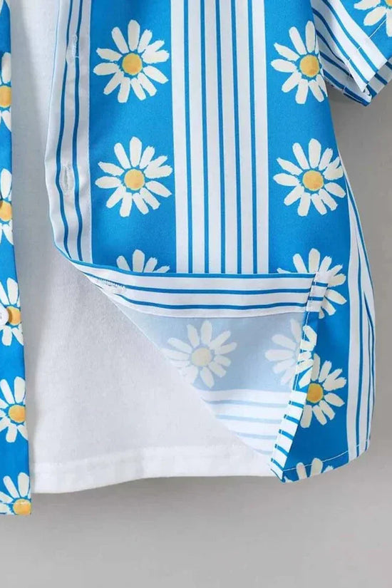 Organic Cotton Blue Floral Shirt