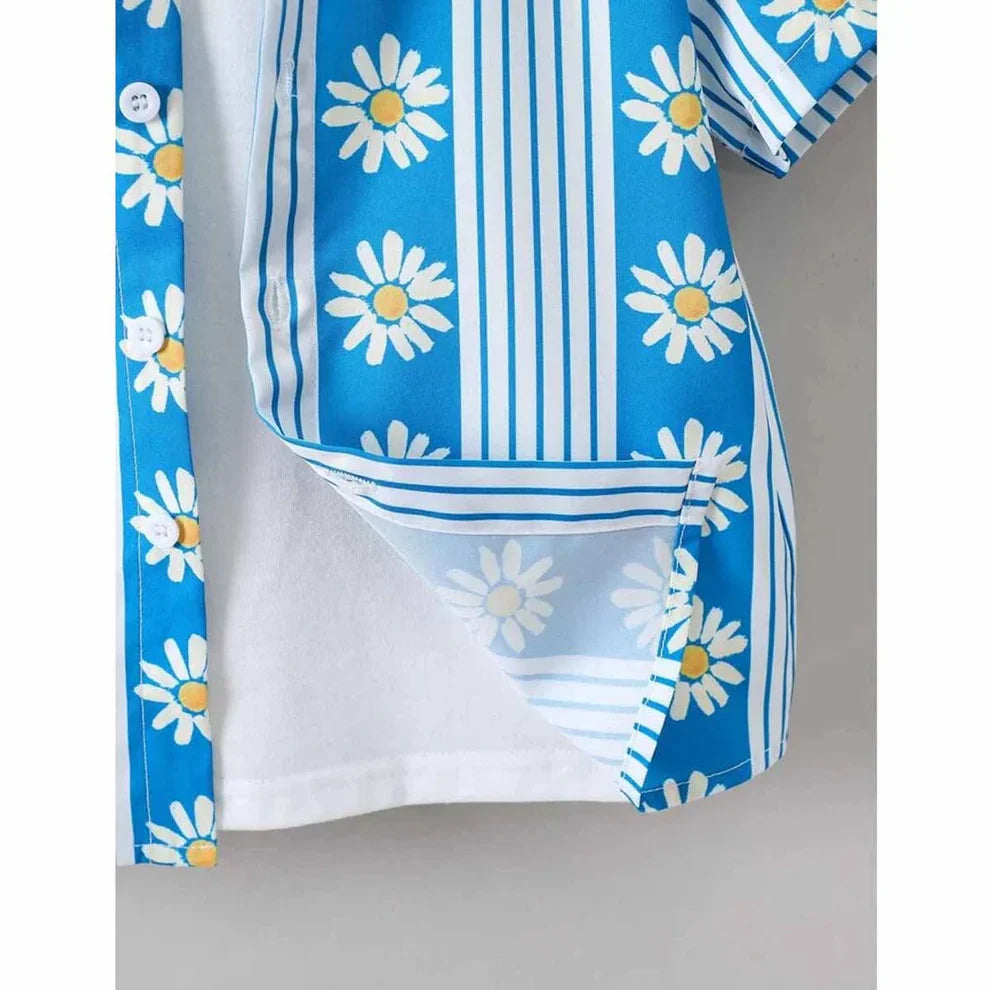 Organic Cotton Blue Floral Shirt