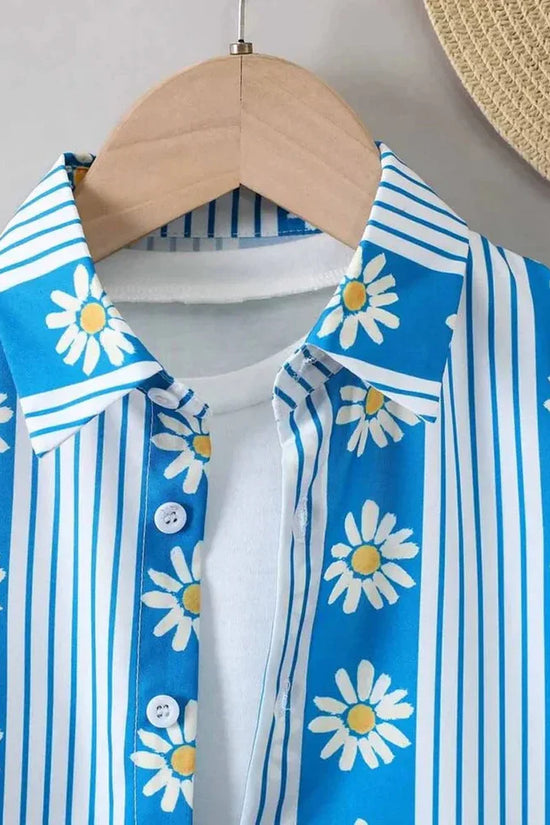 Organic Cotton Blue Floral Shirt