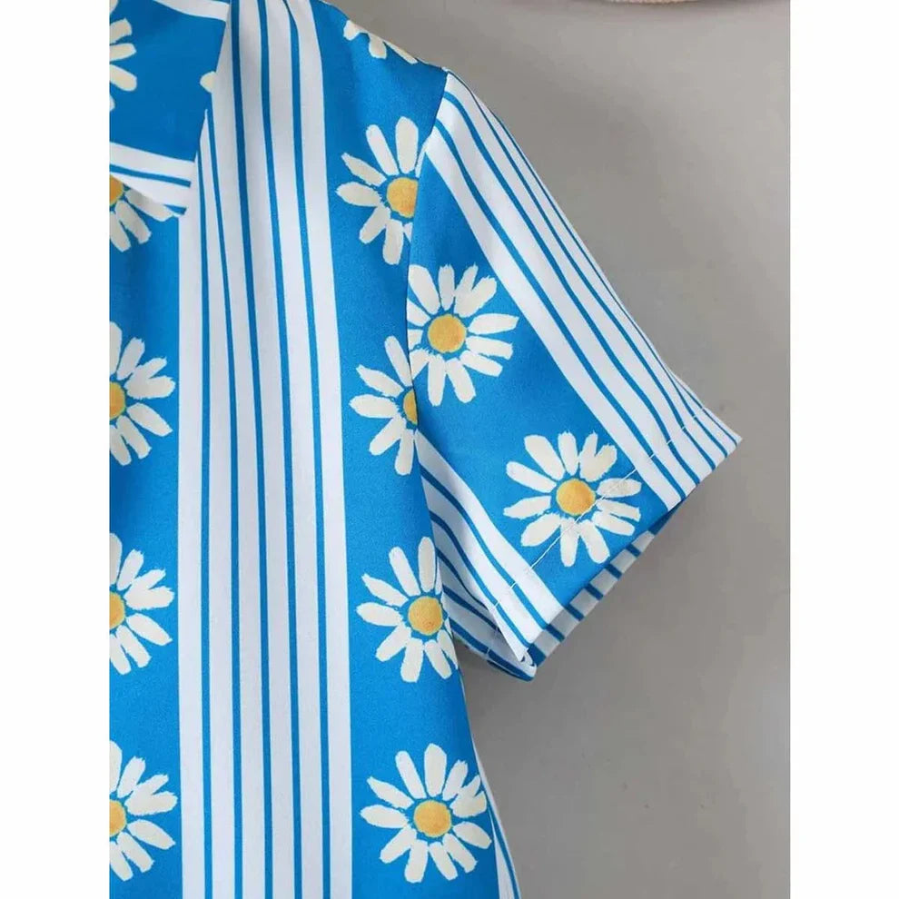 Organic Cotton Blue Floral Shirt