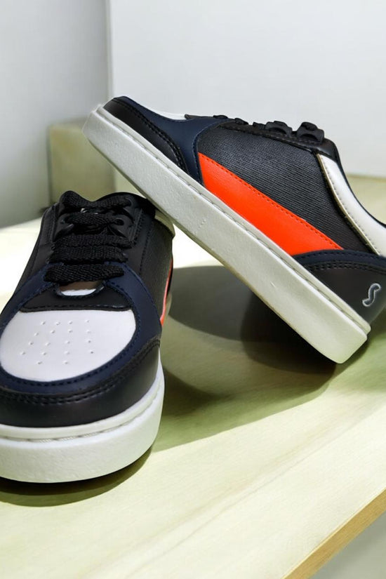Black White With Red Stripe Light Weight Sneaker (4-7 Years)