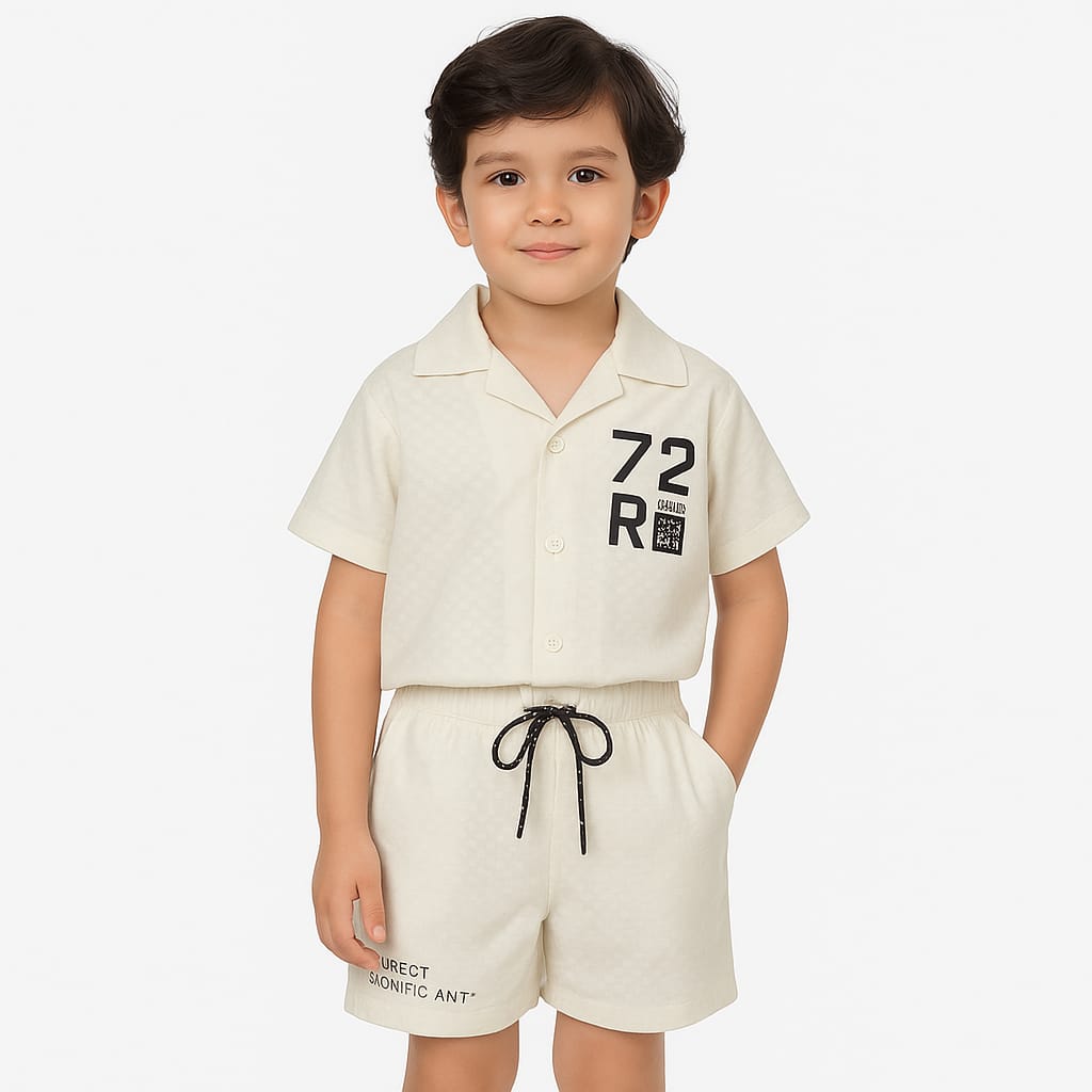 White Co-ords Set-Unisex(7-12 Years)