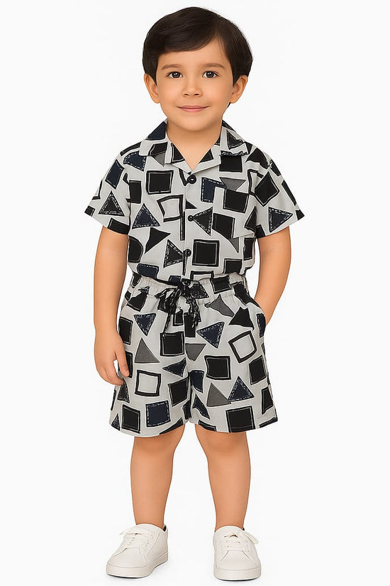 White Black Shapes Co-ords Set-Unisex (5-10 Years)
