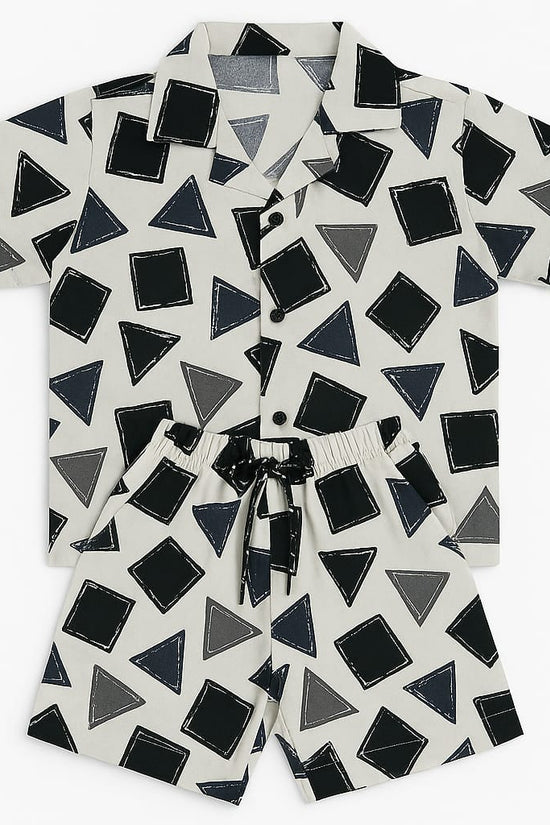White Black Shapes Co-ords Set-Unisex (5-10 Years)