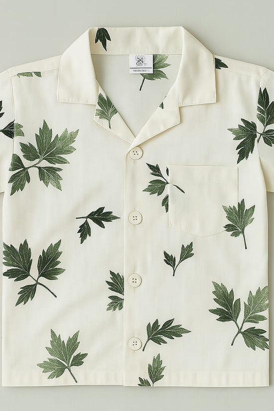 White Green Leaf Co-ords Set-Unisex (3-12 Years)