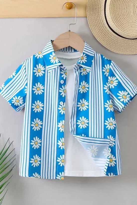 Organic Cotton Blue Floral Shirt