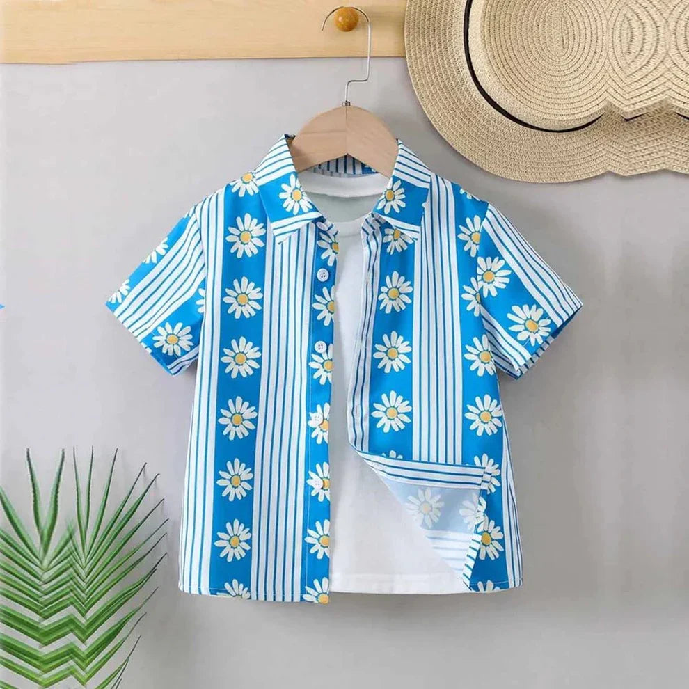Organic Cotton Blue Floral Shirt